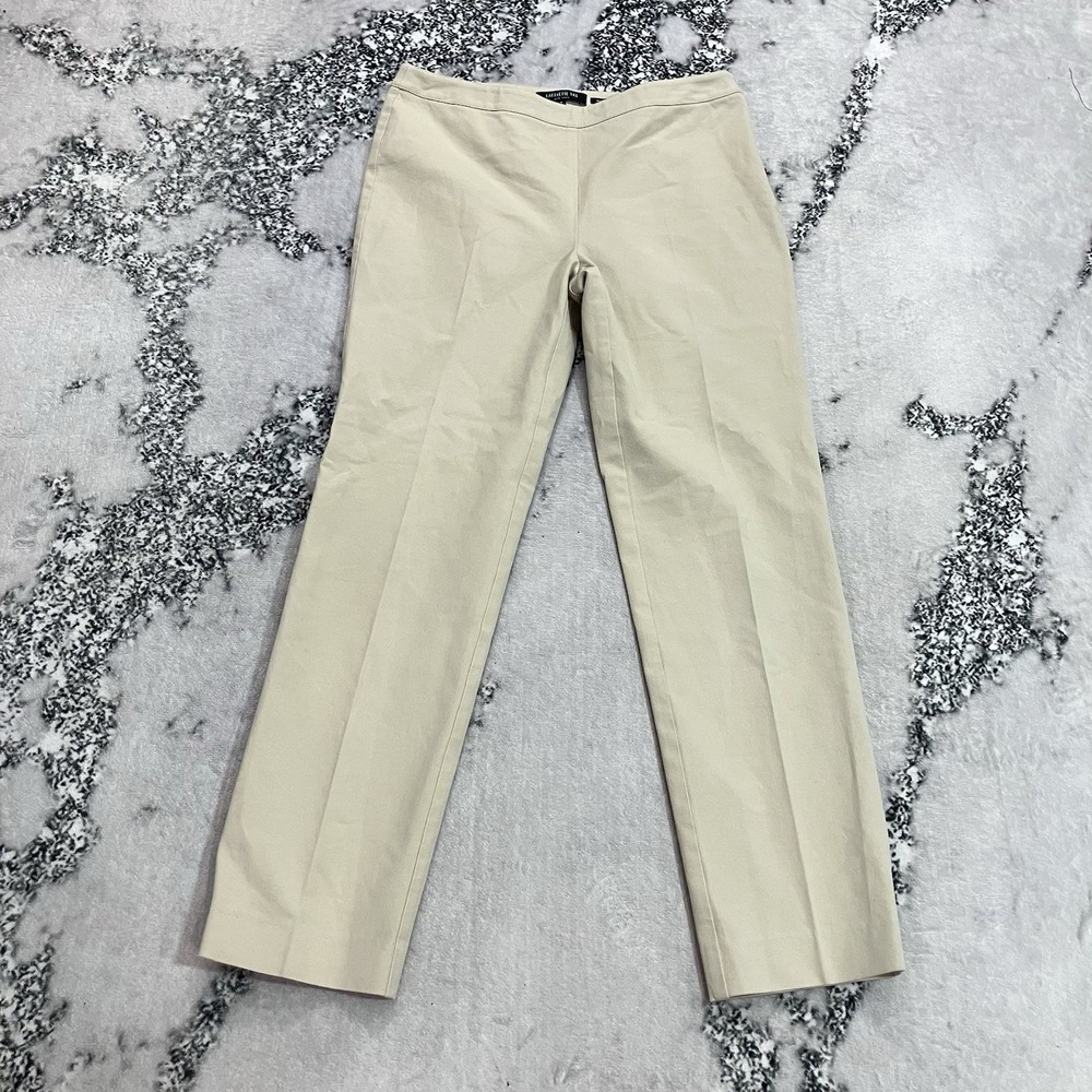 Lafayette 148 New York Bleeker Womens Size 4 Beige Straight Leg Dress Pants